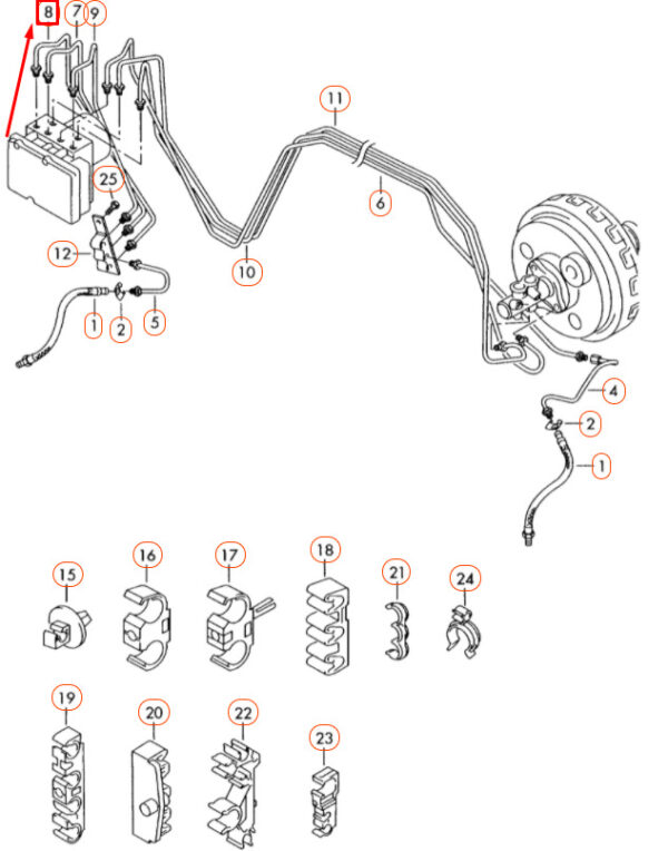 AUDI Q7 4L Front Hydraulic To Junction Rear Brake Line 7L8614729A ORIGINAL - Image 4