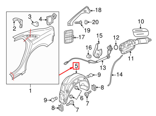 AUDI A8 4H Rear Left Fender Liner 4H0810171D ORIGINAL - Image 4