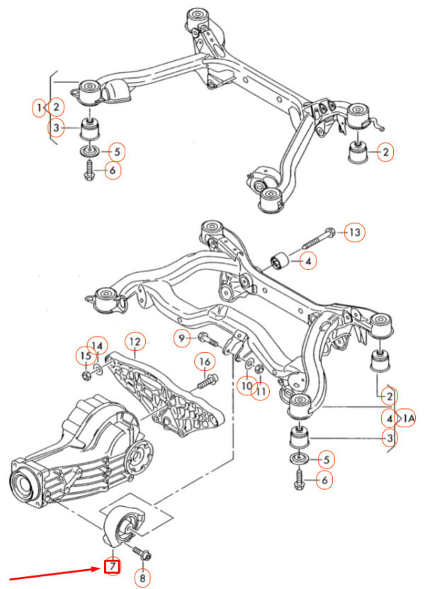 AUDI A4 B7 Rear Differential Mount Bracket 8E0599125L ORIGINAL - Image 4