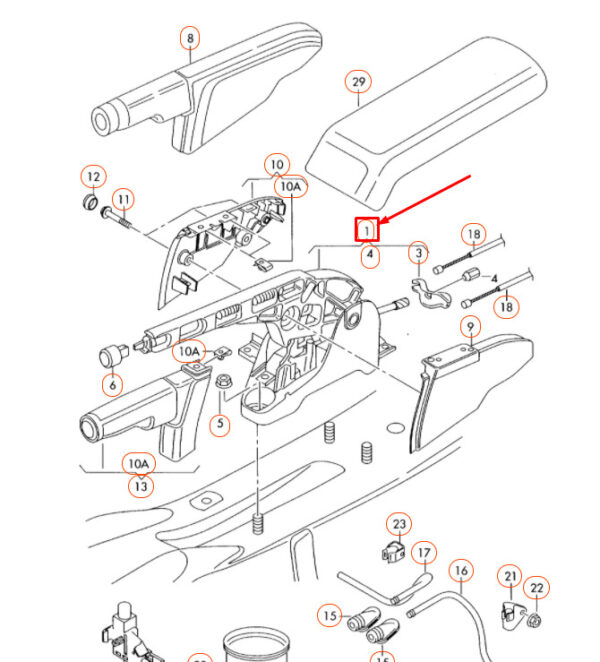 AUDI TT 8J Handbrake Lever 8J0711303D ORIGINAL - Image 4