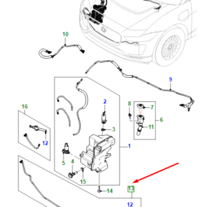 JAGUAR I-PACE X590 Left Powerwash Jet With Hose T4K8095 ORIGINAL