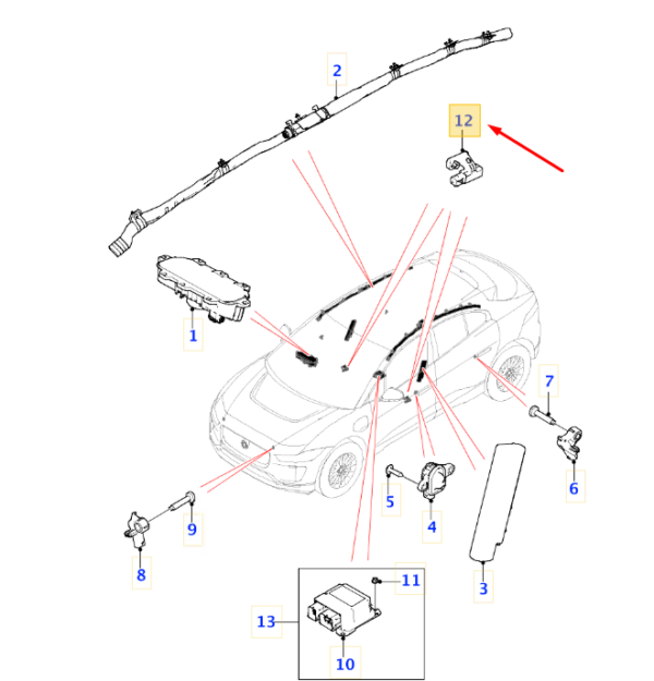 JAGUAR I-PACE X590 Right Seat Track Position Sensor T2H4071 ORIGINAL