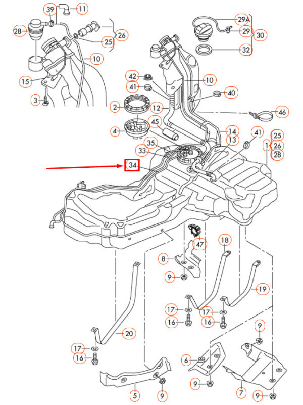 AUDI A4 B7 Fuel Return Pipe 8E0201227N ORIGINAL - Image 4
