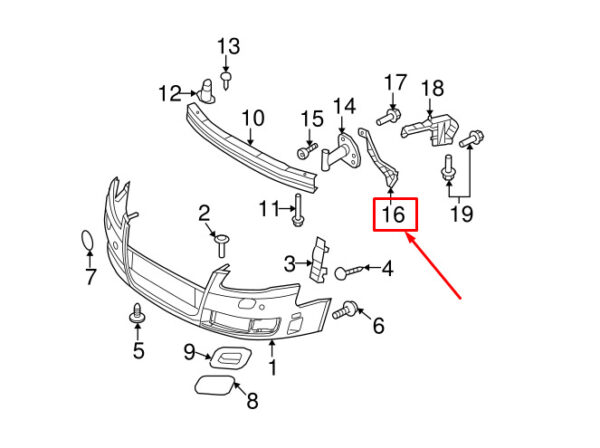 AUDI A4 B7 Front Right Bumper Cover Support Rail 8E0807078A ORIGINAL - Image 4