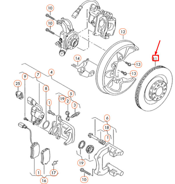 AUDI A8 D3 Rear Vented Brake Disc 4E0615601L ORIGINAL - Image 3