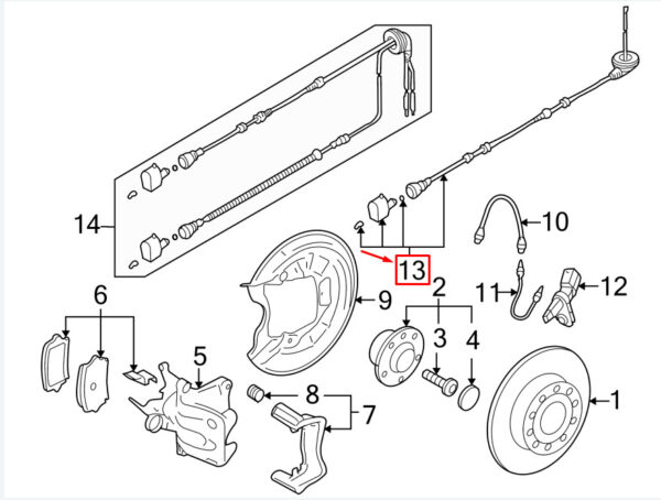 AUDI A3 Sportback 8P Rear Right ABS Sensor Wiring 1K0927904AJ ORIGINAL - Image 4