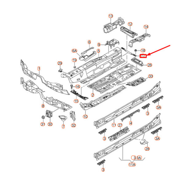 AUDI A3 8V Rear Bottom Tunnel Reinforcement 5Q0802128A ORIGINAL - Image 3