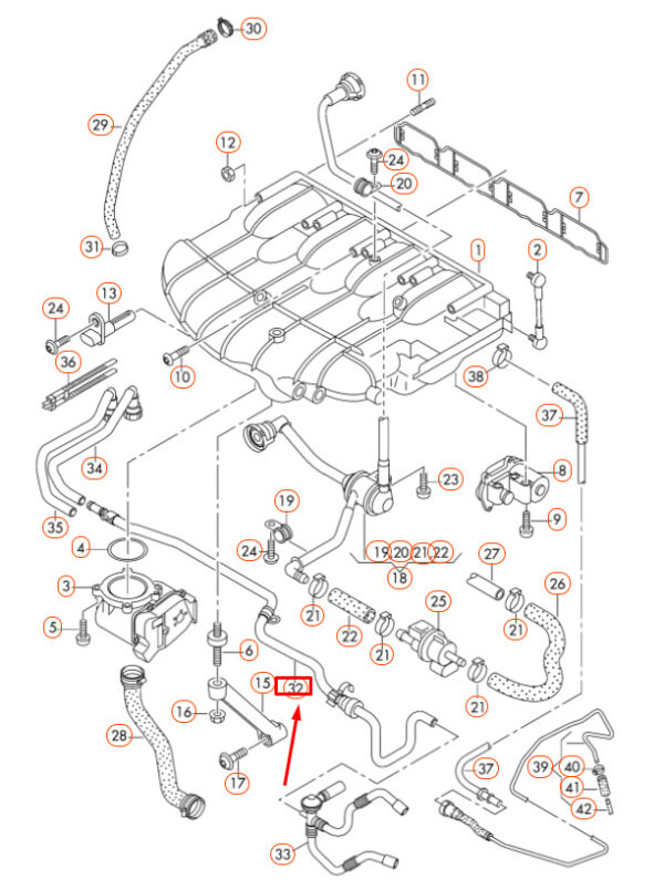 AUDI A3 8P Vacuum Hose 06F133778B ORIGINAL - Image 4