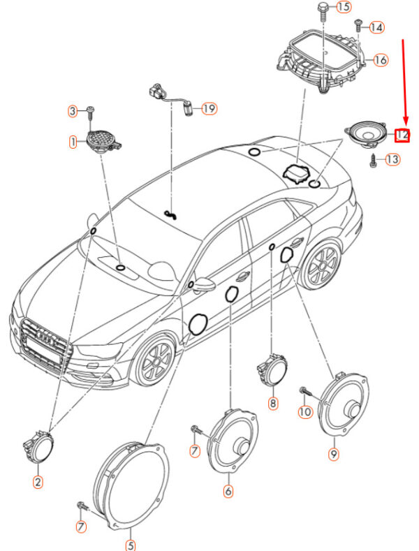 AUDI A3 8V Rear Upper Shelf Sound Speaker 8V0035416 ORIGINAL - Image 4