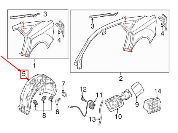 AUDI A7 Sportback 4G Rear Right Fender Liner 4G8810172B ORIGINAL - Image 4