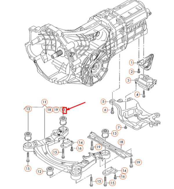 AUDI A6 C6 Front Support Frame Rear Bonded Rubber Bush 4F0399419E ORIGINAL - Image 4