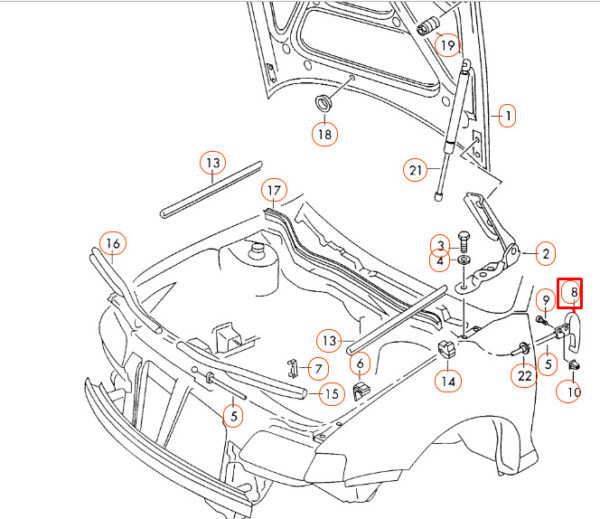 Audi A3 8L Left Bonnet Release Handle LHD 1H18235301C ORIGINAL - Image 2