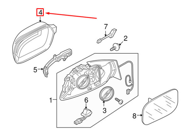 AUDI Q7 4L Front Right Door Mirror Cover 8R0857528GRU ORIGINAL - Image 4