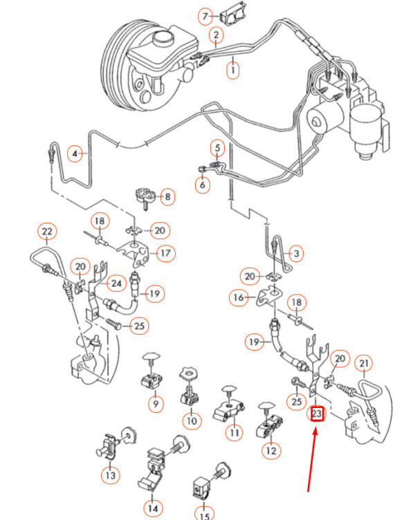 AUDI A4 B7 Front Left Brake Hose Bracket 4B0615133G ORIGINAL - Image 5