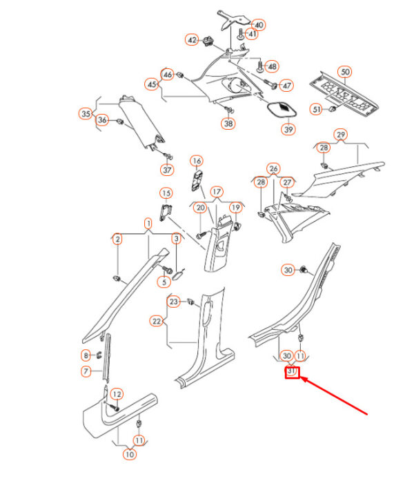 AUDI A4 B8 Rear Left C Pillar Lower Trim 8K0867767B4PK ORIGINAL - Image 4