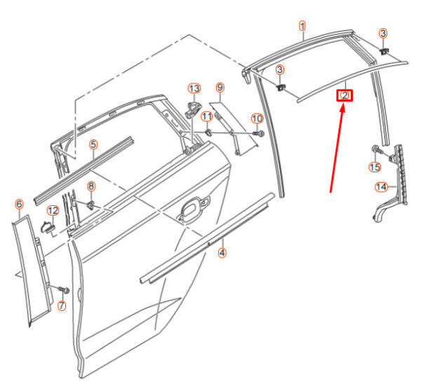 AUDI A3 8V Rear Right Exterior Window Frame Trim 8V5839644AT94 ORIGINAL - Image 4