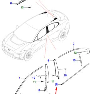 JAGUAR I-PACE X590 Rear Left Door Window Strip T4K8719 ORIGINAL