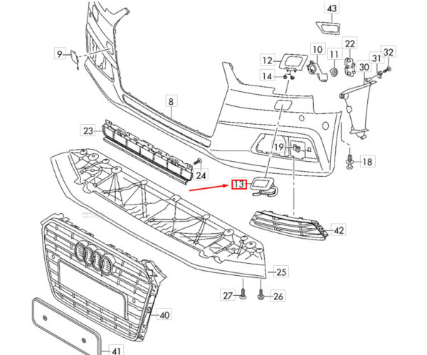 AUDI A4 B9 Left Side Headlamp Washer Cover Cap 8W0955275GRU ORIGINAL - Image 3