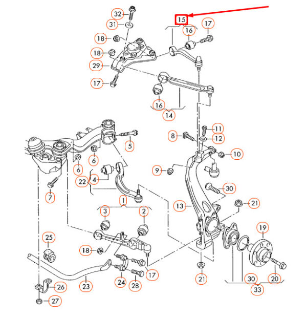 AUDI A6 C6 Front Right Upper Rear Control Arm 4E0407510E ORIGINAL - Image 4