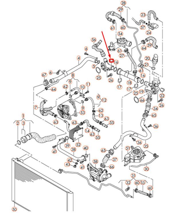 AUDI A8 D4 Rear Right Cooling Flange Connector Union 079121137K ORIGINAL - Image 4
