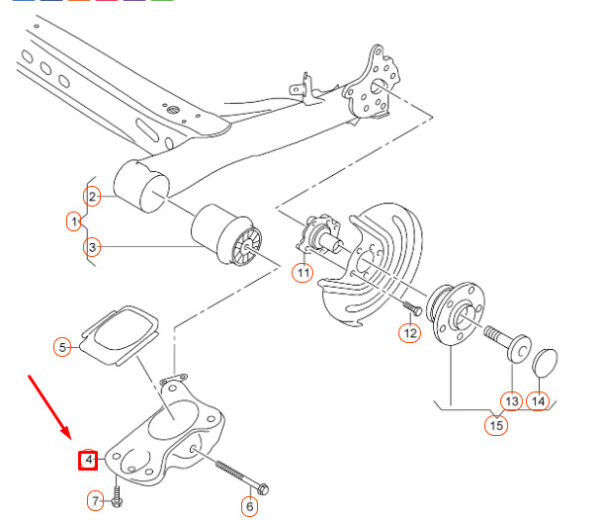 AUDI A3 8V Rear Axle Left Bearing Bracket 5Q0501545D ORIGINAL - Image 4