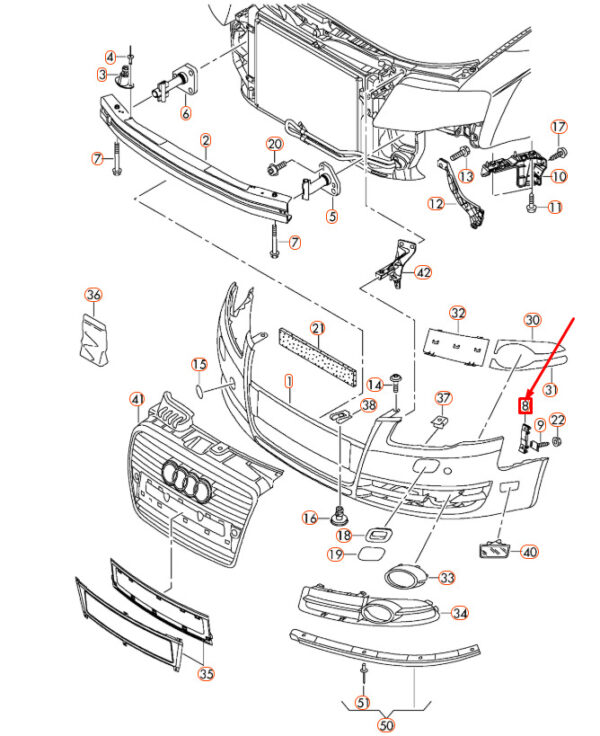 AUDI A4 B7 Front Bumper Left Securing Strip 8E0807277 ORIGINAL - Image 4