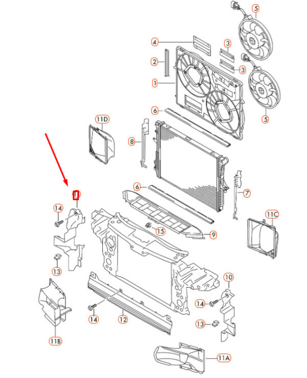 AUDI Q7 4L Front Radiator Right Air Guide 4L0121284H ORIGINAL - Image 4