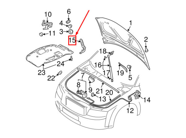 AUDI A4 Avant B7 Front Right Hood Hinge 8E0823302F ORIGINAL - Image 5