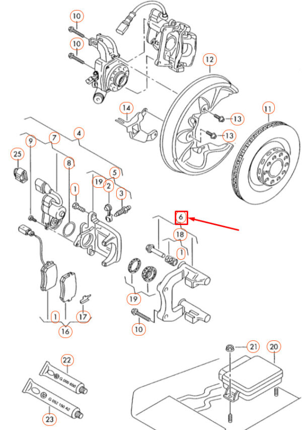 AUDI A8 D3 Rear Right Brake Caliper Carrier 3D0615426C ORIGINAL - Image 5