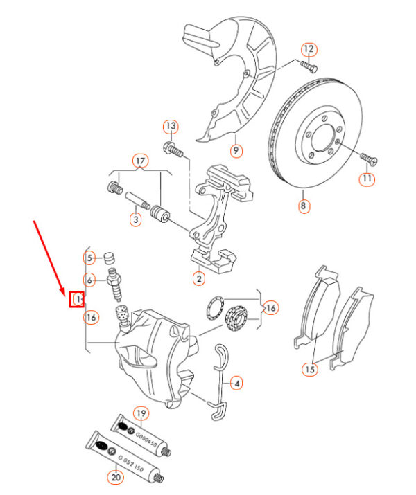 AUDI A1 MK1 Front Left Brake Caliper Housing 1K0615123E ORIGINAL - Image 5