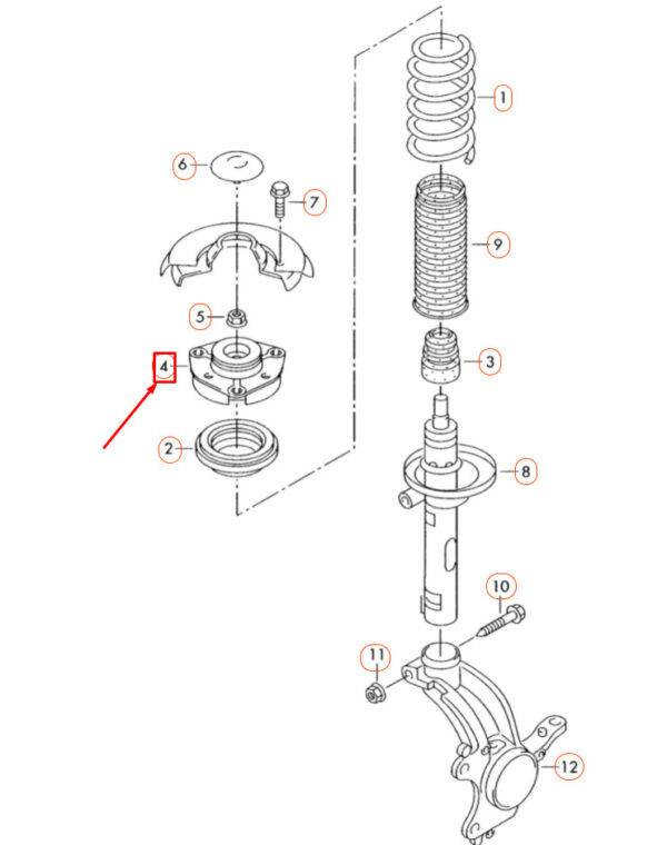 AUDI TT 8J Front Gas Filled Shock Absorber Mount 8J0412331 ORIGINAL - Image 4