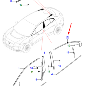 JAGUAR I-PACE X590 Rear Left Door Top Strip T4K12713 ORIGINAL