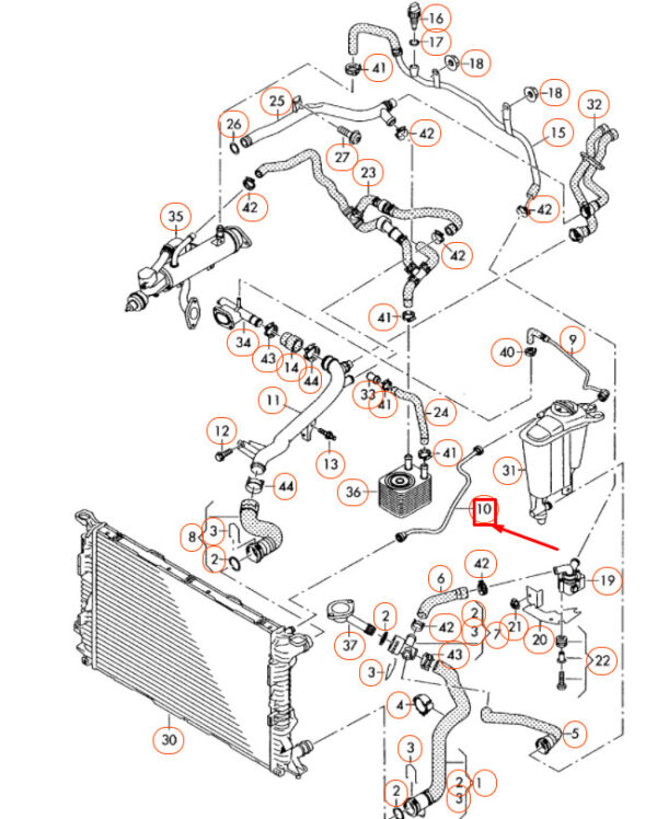 AUDI A4 B8 Engine Coolant Hose 8K0121164E ORIGINAL - Image 2