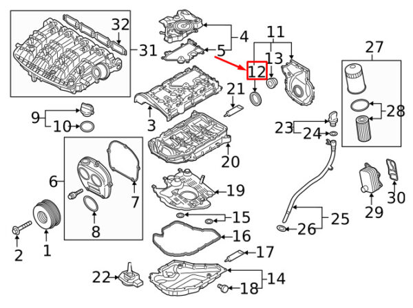 AUDI A6 C8 Rear Engine Crankshaft Seal 06K103171P ORIGINAL - Image 3