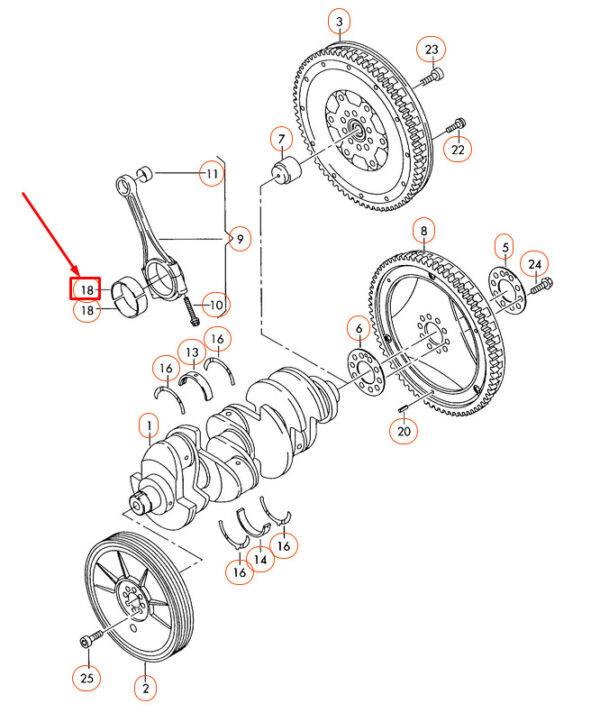 AUDI A6 C6 Crankshaft Bearing Shell Connecting Rod 079105701G ORIGINAL - Image 2