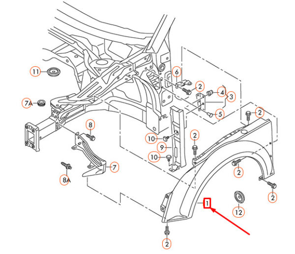 AUDI TT 8J Front Right Fender Wing 8J0821104B ORIGINAL - Image 2
