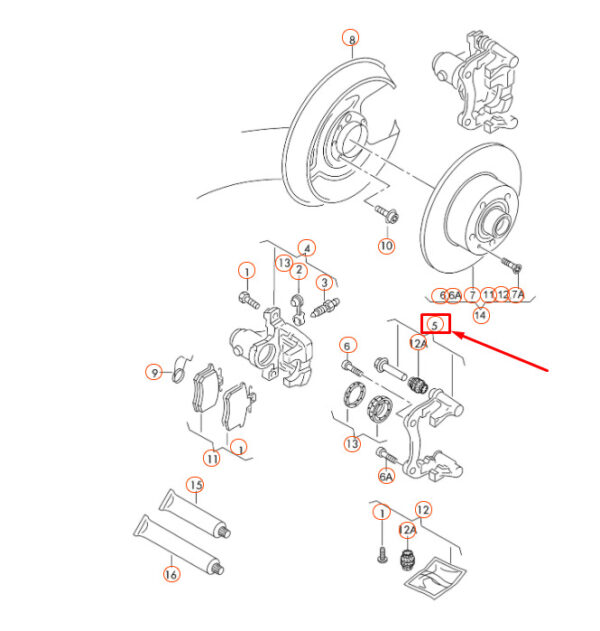 AUDI A4 B7 Rear Wheel Brake Caliper Carrier With Pad 8E0615425G ORIGINAL - Image 3