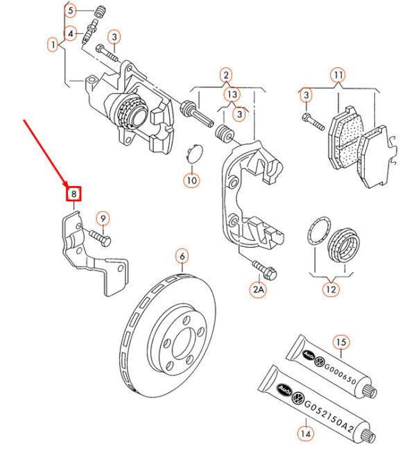 AUDI A4 B5 Front Brake Disc Cover Plate Set 8D0615311E 8D0615312E ORIGINAL - Image 2