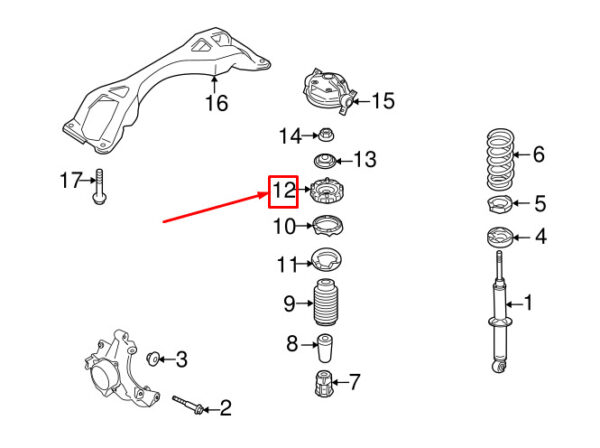 AUDI Q7 4L Rear Upper Shock Mount 7L0412321 ORIGINAL - Image 3