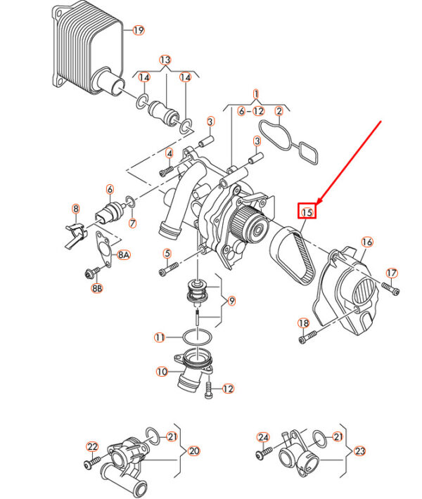 AUDI A3 8P Water Pump Toothed Belt 06H121605E ORIGINAL - Image 4