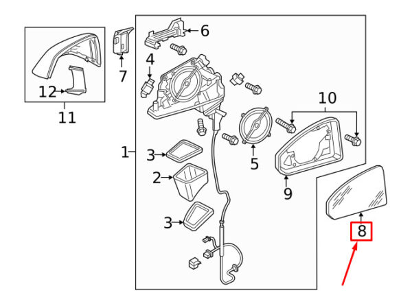 AUDI Q7 4M Front Right Door Mirror Glass 4M0857536F ORIGINAL - Image 3