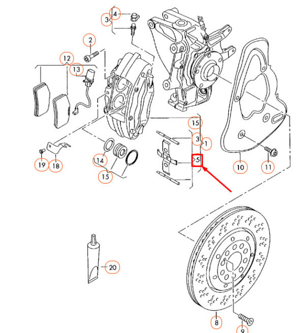 AUDI R8 42 Rear Disc Brake Caliper Hardware Kit 420698269 ORIGINAL - Image 2