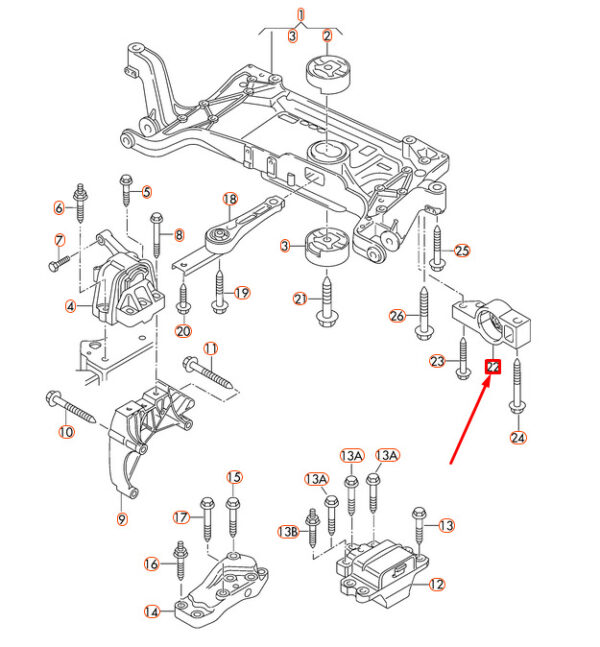 AUDI Q3 8U Engine Bracket RHD 3C0199231E ORIGINAL - Image 2