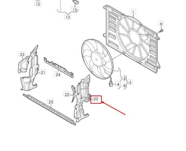AUDI A4 B9 Radiator Fan Left Air Guide 8W0121283AP ORIGINAL - Image 3