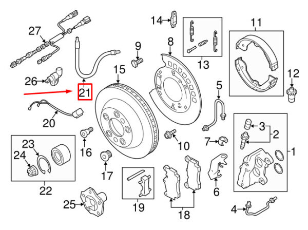 AUDI Q7 4L Rear Brake Hose 7P0611776 ORIGINAL - Image 3