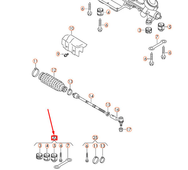 AUDI Q3 8U Steering Gear Fasteners 1 Set 5N0498169B ORIGINAL - Image 2