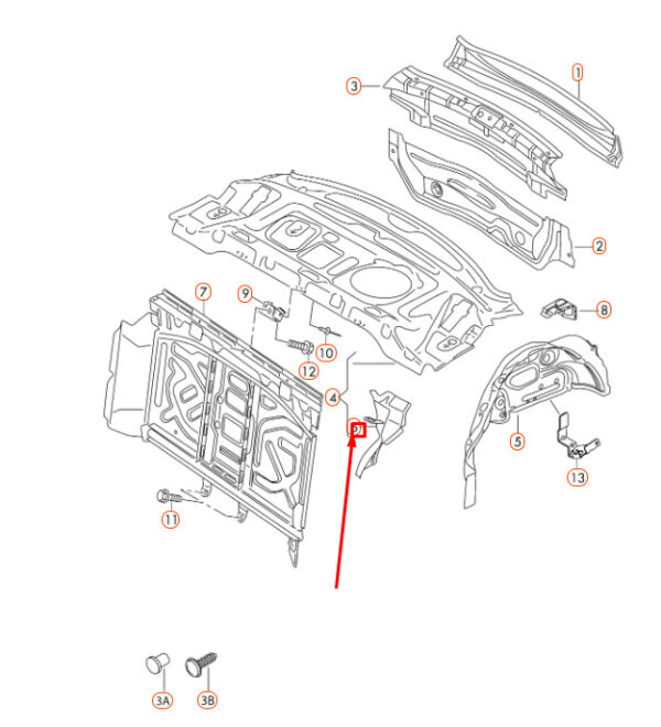 AUDI A4 B8 Rear Right Wheel Housing Console 8T0809302A ORIGINAL - Image 2