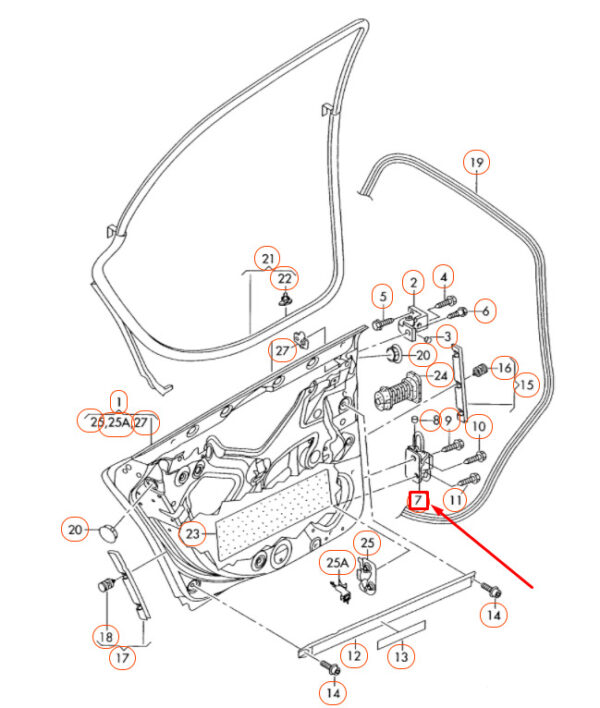 AUDI A4 B7 Rear Left Door Lower Hinge 8E0833411E ORIGINAL - Image 2