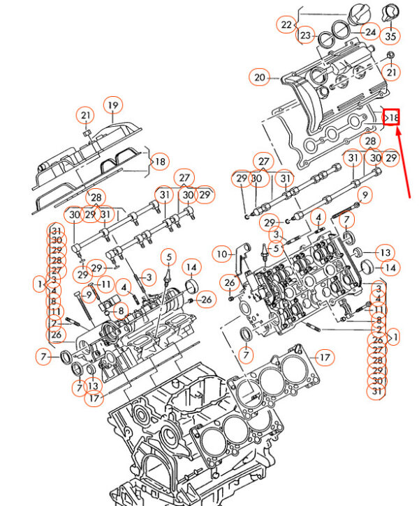 AUDI A4 8D B5 Cylinder Head Cover Gasket Set 078198025 ORIGINAL - Image 3