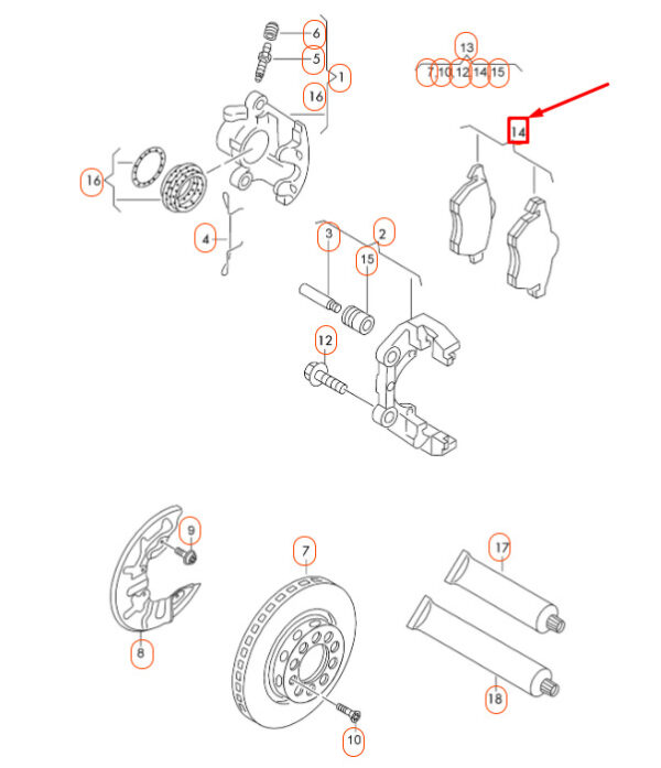 AUDI A4 B7 Front Wheel Brake Pad Set 8E0698151K ORIGINAL - Image 2